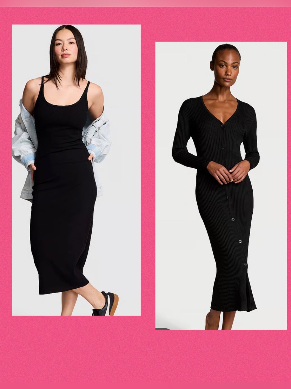 Victoria's Secret Ribbed  Midi Dress + Knit Ribbed Button Up Cardigan